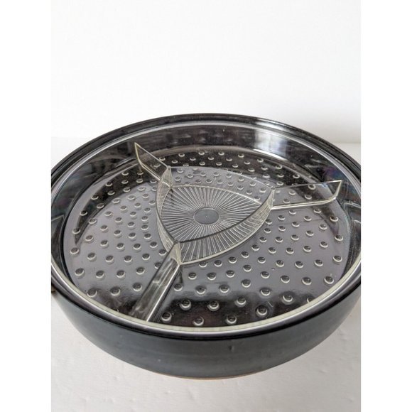 Otagiri Japan Black Hand Crafted Candy Relish Serving Tray Trinket Tray 9" Vntg - Picture 5 of 8